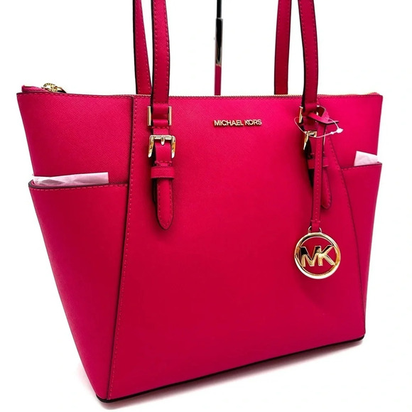 Michael Kors Large Charlotte Tote Bag Electric Pink - Picture 1 of 12